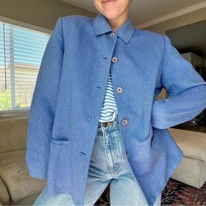 VTG Land’s End Blue Linen Blend Button Down Jacket Blazer